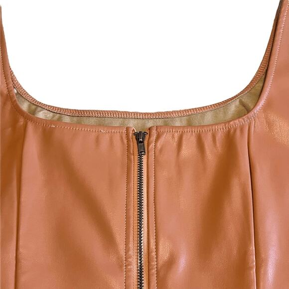 NWT n:PHILANTHROPY Nuevo Vegan Leather Sleeveless Mini Dress in Camel Sz M - Picture 9 of 11